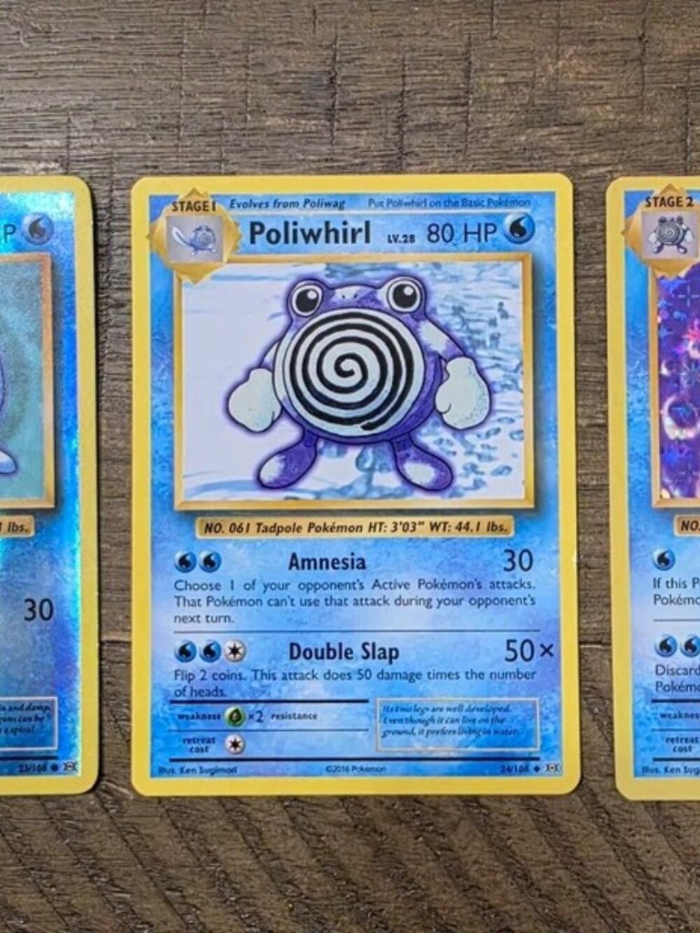 Nintendo Pokemon TCG 3-Card Lot Poliwag/Poliwhirl/Poliwrath Holo 23-25/108